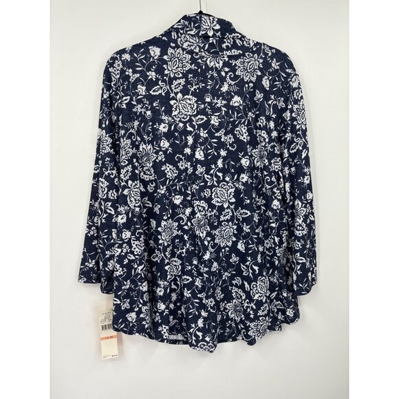 Ruby Rd. Woman Cowl Neck Pull Over Top Floral Metallic Blue 2X NEW - Picture 5 of 5